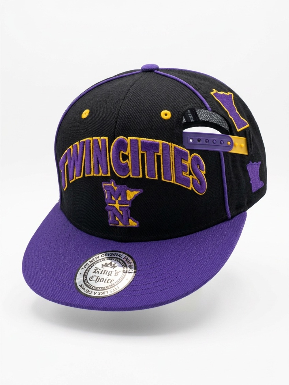 Twin Cities Embroidered Snapback Hat - Black & Purple